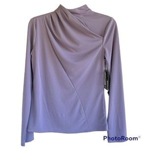 NWT Worthington Lavender Meadow Long sleeve Draped Mock neck Blouse